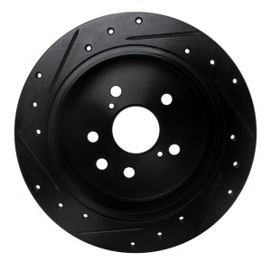 Lexus IS250 Brake Rotor (1) - Rear Right - R1 Concepts - Drilled & Slotted - Black - `06-`15